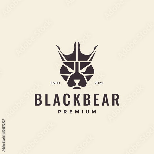 polygon head bear grizzly hipster logo design vector graphic symbol icon illustration creative idea