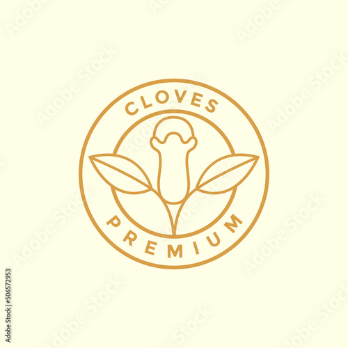 leaf and clove badge simple logo design vector graphic symbol icon illustration creative idea