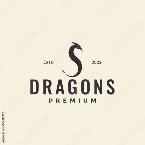 minimal letter S with dragon logo design vector graphic symbol icon illustration creative idea photo