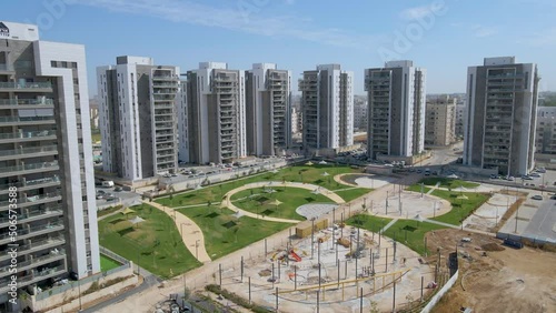 Tilt Down Shot Of The New Manhattan Neighborhood at Southern District City Netivot photo