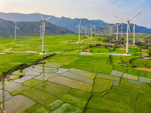 Landscape with Turbine Green Energy Electricity, Windmill for electric power ...