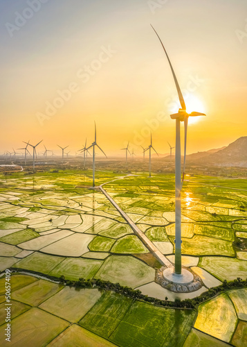 Landscape with Turbine Green Energy Electricity, Windmill for electric power ...