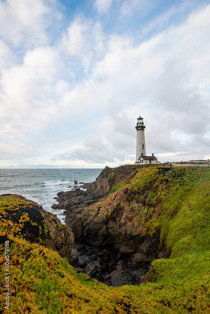 The Pacific Ocean and Pigeon Point Lighthouse, Pacific Coast Highway, California