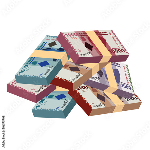 Tanzanian Shilling Vector Illustration. Tanzania money set bundle banknotes. Paper money 10000, 5000, 2000, 1000 TSH. Flat style. Isolated on white background. Simple minimal design.