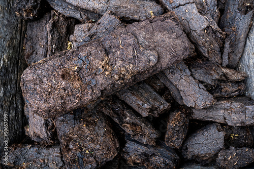 Quadro em tela a supply of peat bricks used to light the stove