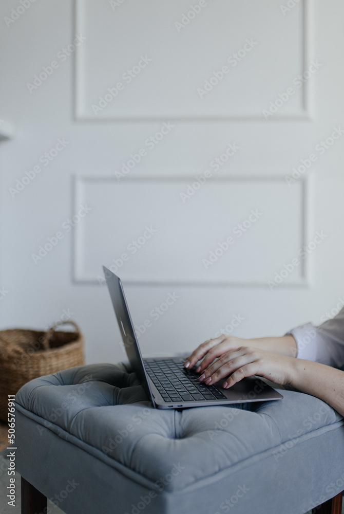 Fototapeta premium person working on laptop