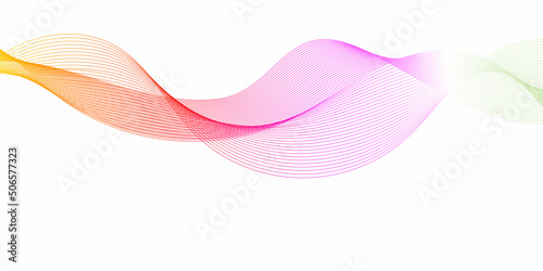 pink ribbon on white Abstract muted background with blue wavy lines. Abstract wave curve lines banner background design. Vector illustration. Modern template abstract design flowing particles wave.