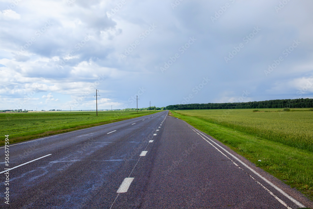 landscape on the asphalt road for vehicles