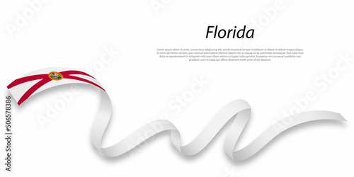 Waving ribbon or stripe with flag of Florida