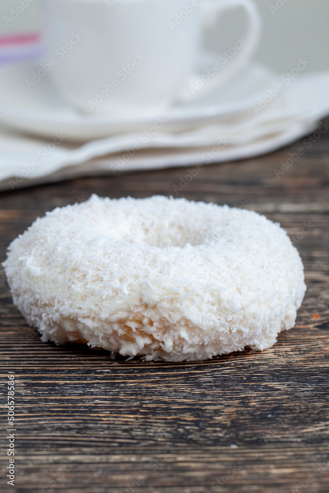 fresh coconut doughnut with creamy filling fresh coconut doughnut with creamy filling