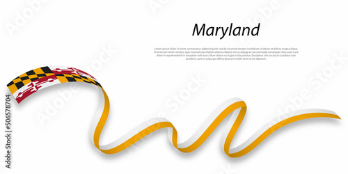 Waving ribbon or stripe with flag of Maryland