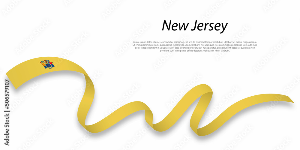 Waving ribbon or stripe with flag of New Jersey Waving ribbon or stripe with flag of New Jersey