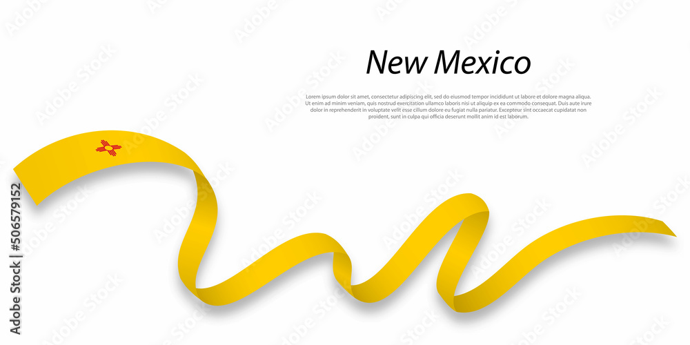 Obraz premium Waving ribbon or stripe with flag of New Mexico