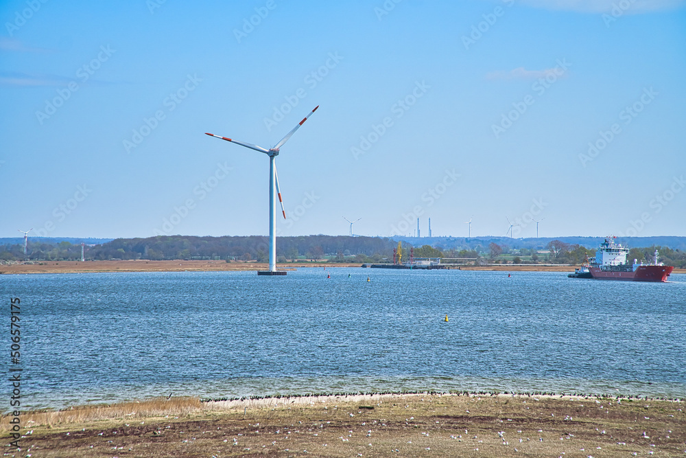 offshore wind turbine, green energy of the future. Renewable power supply. Energy