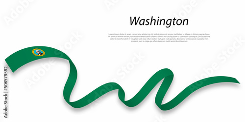Waving ribbon or stripe with flag of Washington