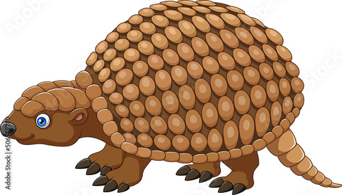 Cartoon glyptodont on white background