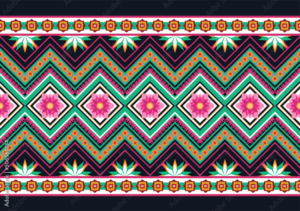 Ethnic abstract geometric flower pattern Design for background, carpet, clothing, wrapping, fabric, cover, textile Ethnic abstract geometric flower pattern Design for background, carpet, clothing, wrapping, fabric, cover, textile