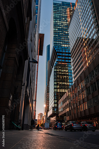 Photography city view during the golden hour in the downtown area