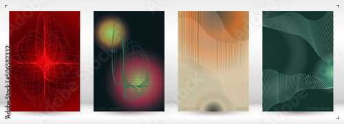 Minimal Minimal Geometric Vector Poster Design with Lines and Gradient Colorful Circles. Collection of Abstract Backgrounds for Covers, Flyers, Templates, Booklets, Cards, Brochures, Branding, etc.