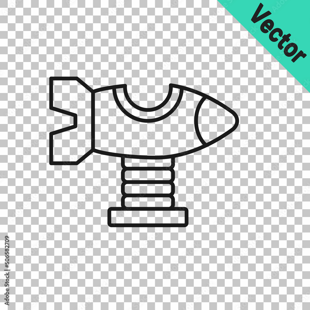 Black line Swing plane on the playground icon isolated on transparent background. Childrens carousel with plane. Amusement icon. Vector Black line Swing plane on the playground icon isolated on transparent background. Childrens carousel with plane. Amusement icon. Vector
