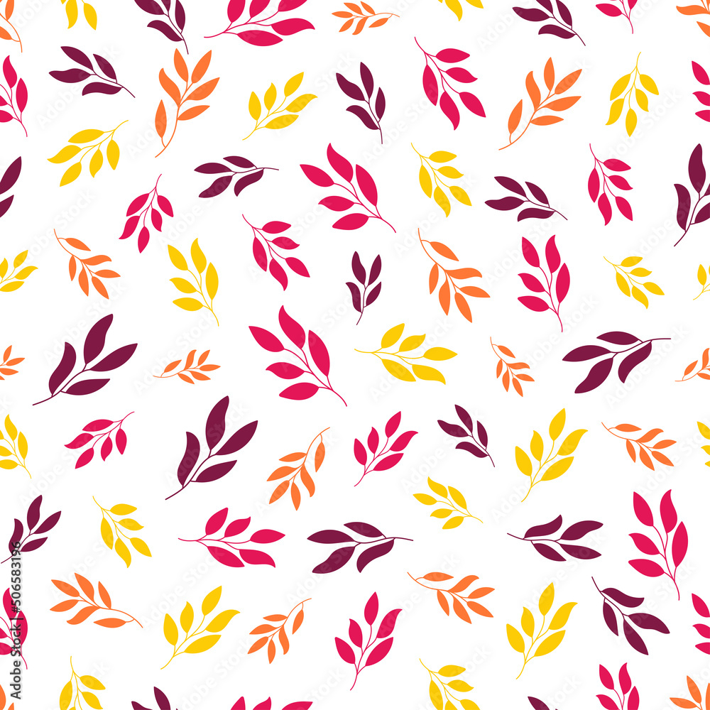 Colorful leaves seamless pattern with white background. Colorful leaves seamless pattern with white background.