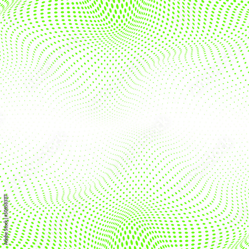 Green dot wave and white abstract background