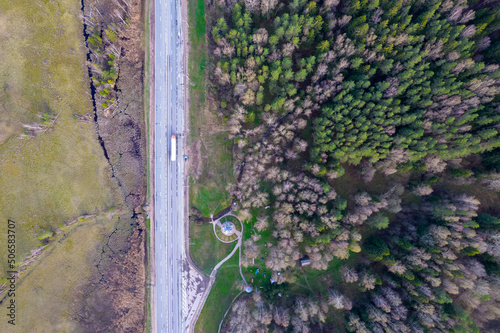 above the road