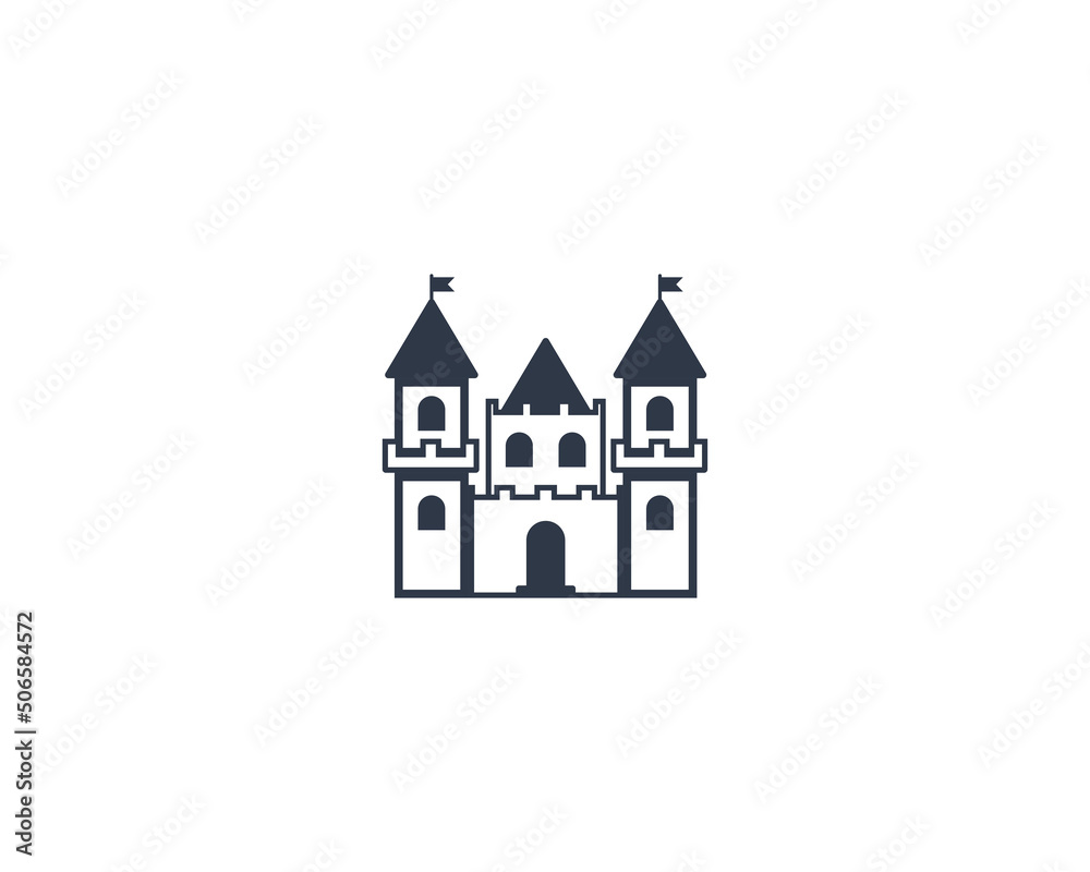 Castle vector flat emoticon. Isolated Turrets illustration. European Castle icon