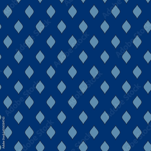Seamless vector geometric pattern in Japanese style. Modern illustrations of blue linear art for wallpaper, flyers, covers, banners, minimalistic decorations, backgrounds.