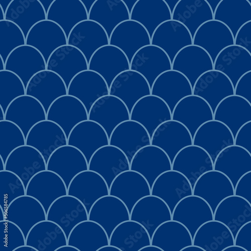 Seamless vector geometric pattern in Japanese style. Modern illustrations of blue linear art for wallpaper  flyers  covers  banners  minimalistic decorations  backgrounds.