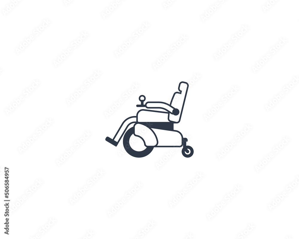 Motorized Wheelchair vector flat emoticon. Isolated Motorized ...