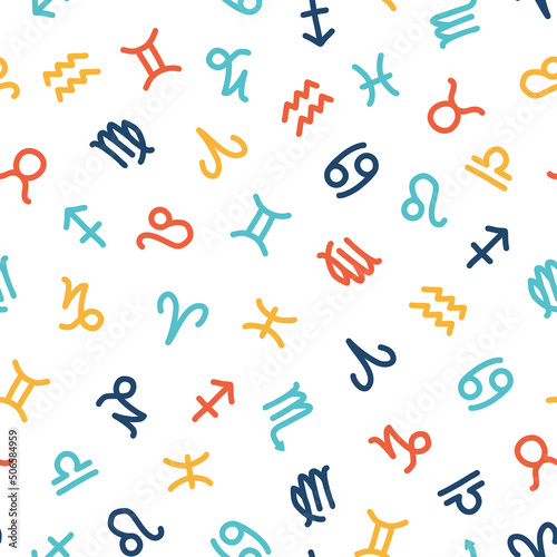 Colorful zodiacal signs seamless pattern.