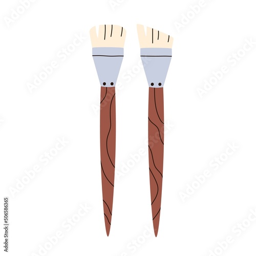 Paintbrushes for painting. Paint brushes with angular wash bristles. Artists ...
