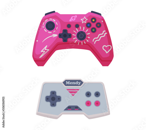 Gamepad as Game Controller and Input Device for Video Game Console Vector Set