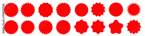 Set of vector starburst, sunburst badges. Black icons on white background. Simple flat style vintage labels, stickers. 