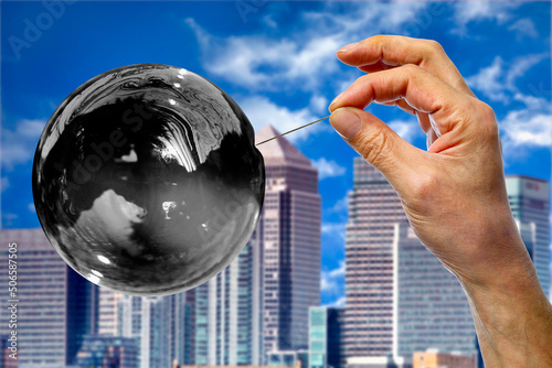 Carbon bubble bursting, conceptual composite image