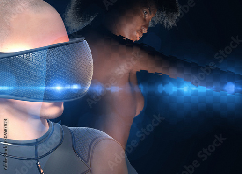 Virtual reality and sex industry, conceptual illustration