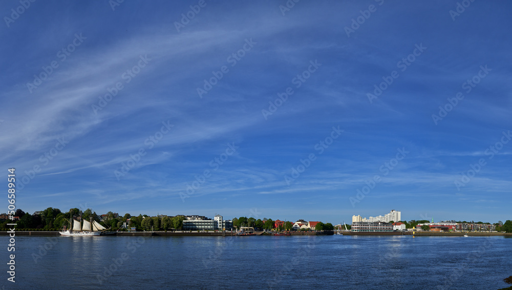 panorama of the river Weser and the city Vegesack, Germany