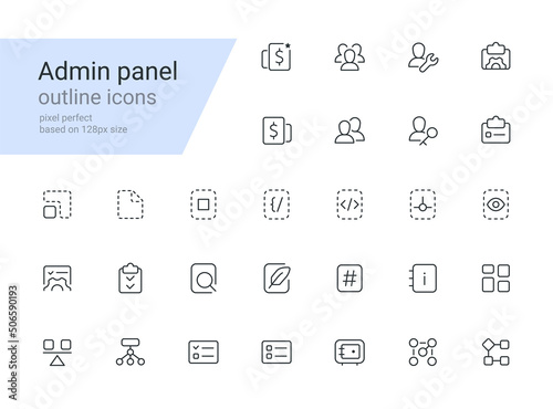 Admin panel outline icons