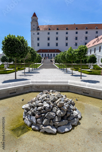 Photography Baroque garden of the Bratislava castle on a sunny spring day