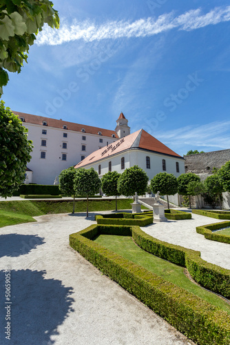 Baroque garden of the Bratislava castle on a sunny spring day © skovalsky