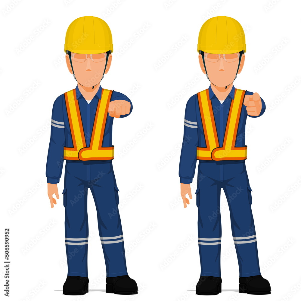 set of industrial worker is pointing to something set of industrial worker is pointing to something