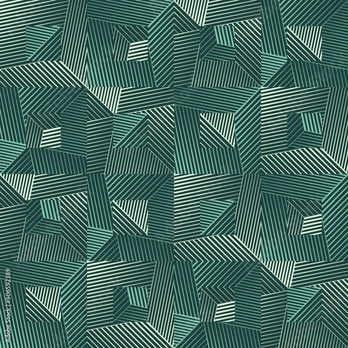 Sea Green Modern Striped Broken Geometric Pattern