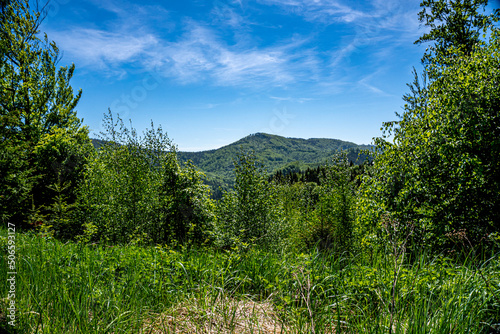 Góry, Beskid Śląski, Stożek i okolice, panorama z lotu ptaka od strony Czech ...