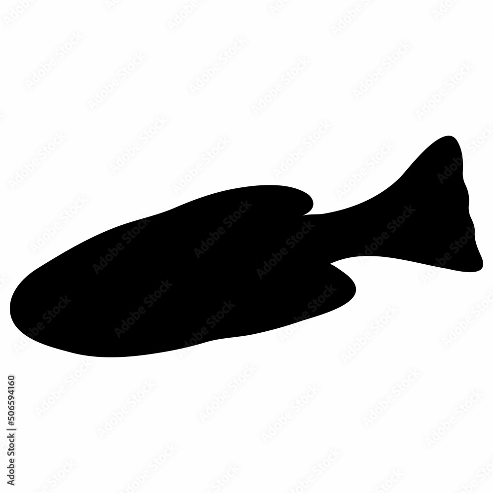 Fish Black Silhouette Illustration Isolated on White Background. Fish Black Silhouette Illustration Isolated on White Background.