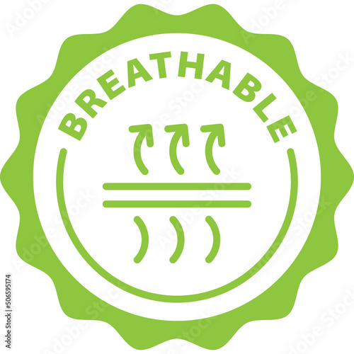 breathable green stamp outline badge icon label isolated vector on transparent background