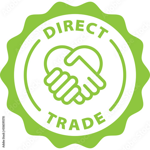 Tela direct trade green stamp outline badge icon label isolated vector on transparent