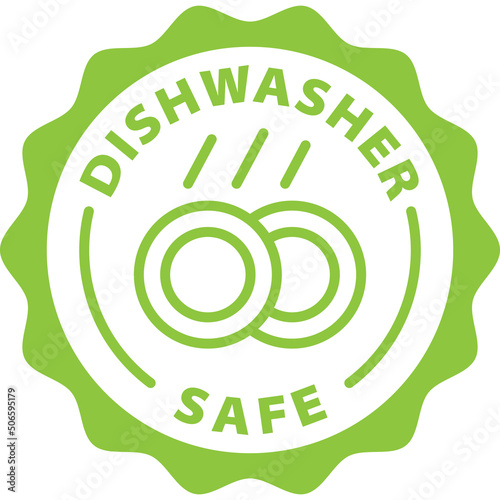 dishwasher safe green stamp outline badge icon label isolated vector on transparent background