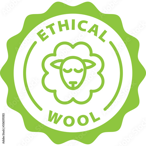 ethical wool green stamp outline badge icon label isolated vector on transparent background