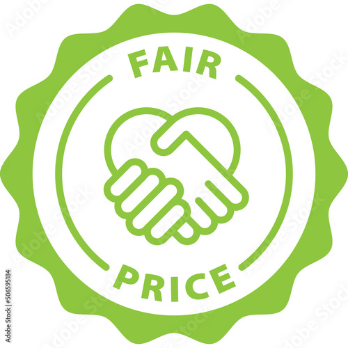 fair price green stamp outline badge icon label isolated vector on transparent background